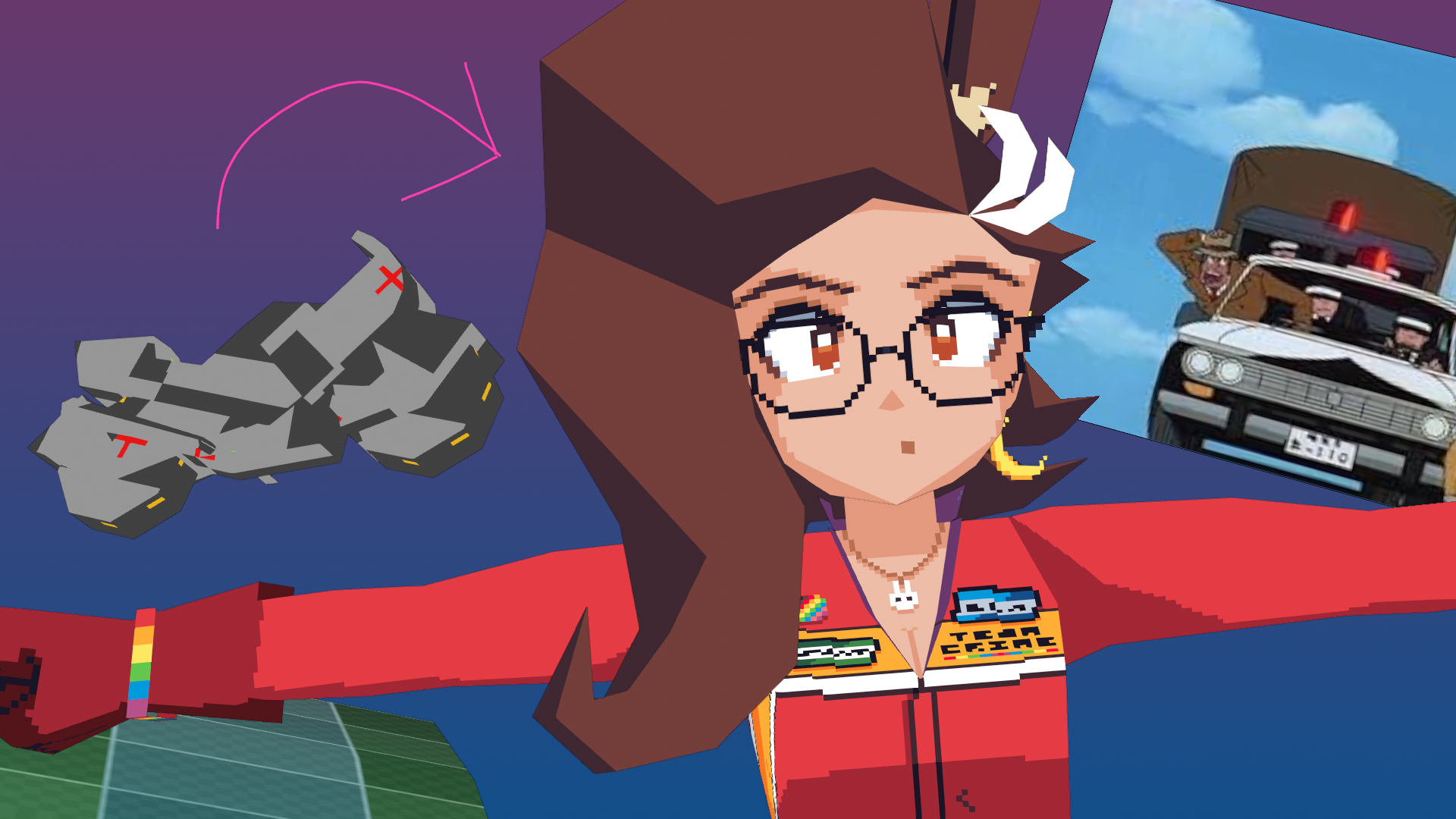 Today we give this woman (me! (hi! 👋) ) a cool motorcycle so she can escape the cops!

Lowpoly blender/aseprite art stream is a go, and starts at 2et!